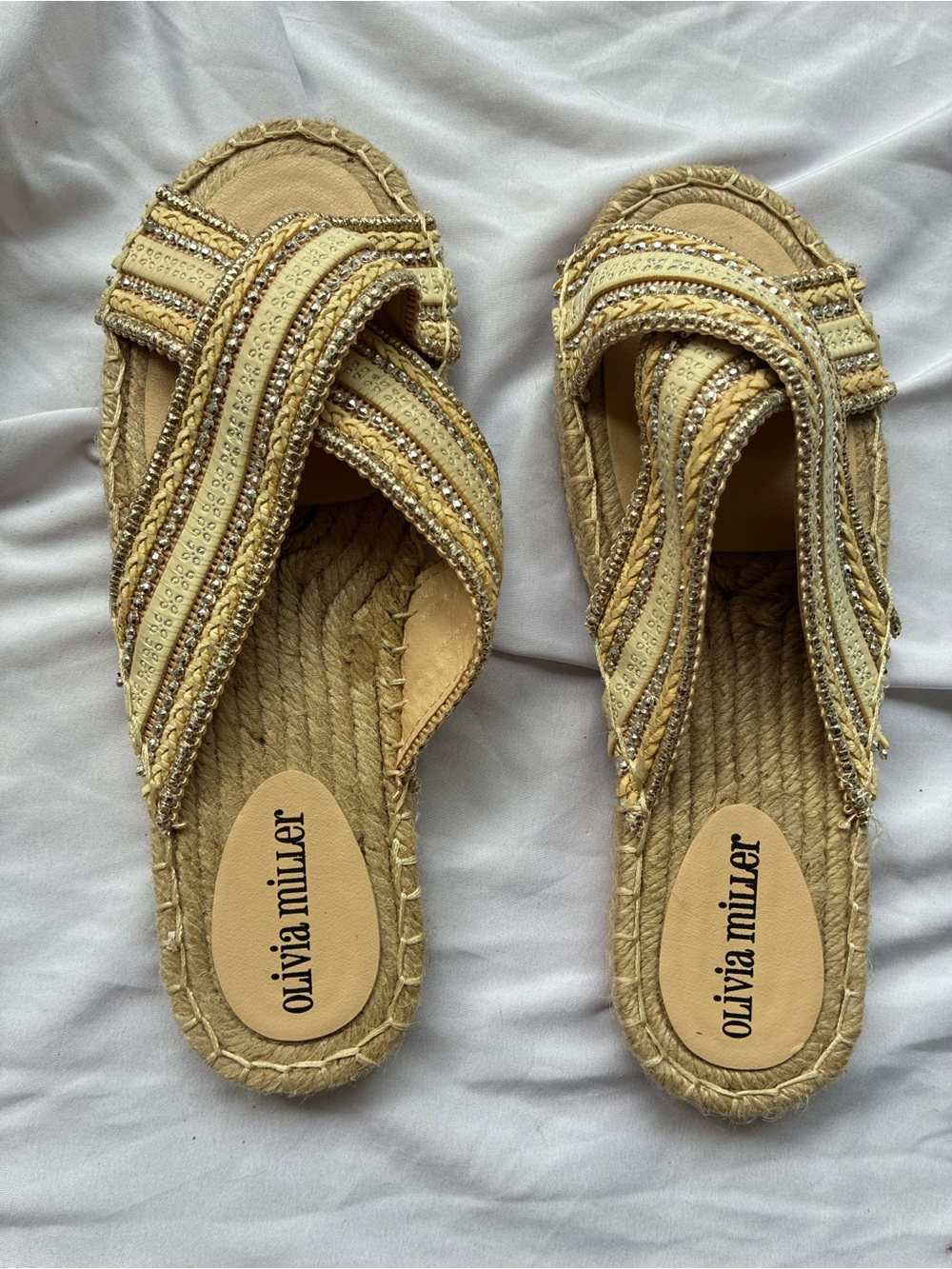 Olivia Miller Beige Woven Women's Sandals